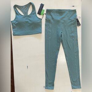 Mono B bra and legging set. Pretty seafoam green.